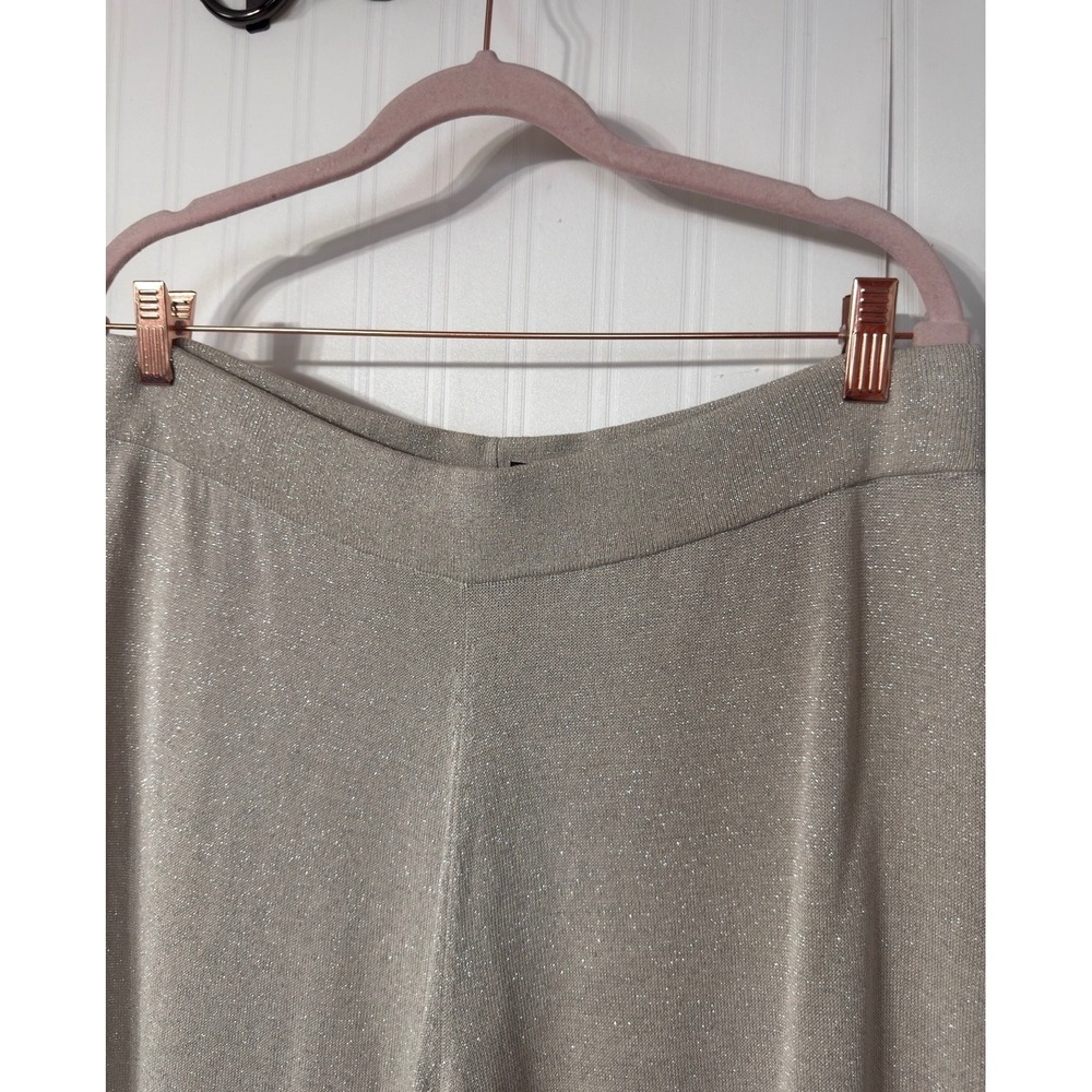 Donna Karan NY Metallic Knit 2 Piece Set Gold Sleeveless Top Cropped Pants L - Picture 8 of 10